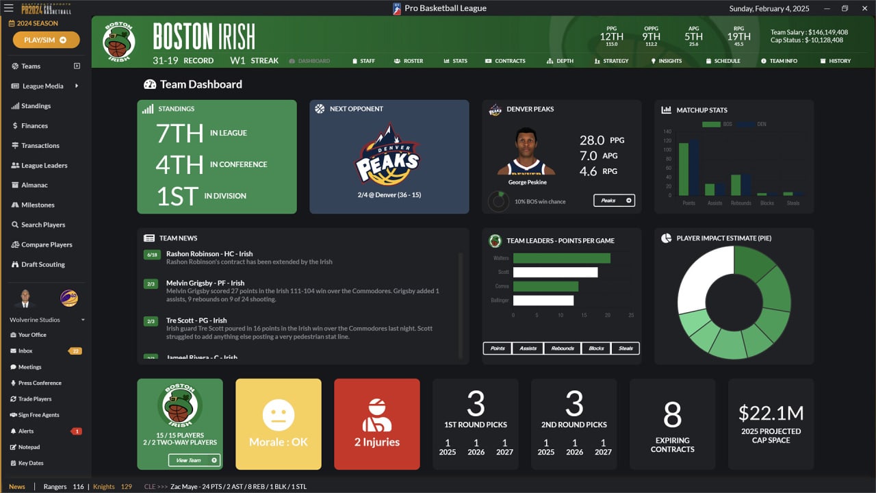 选秀日运动：职业篮球 2024[Draft Day Sports: Pro Basketball 2024] 游戏截图9