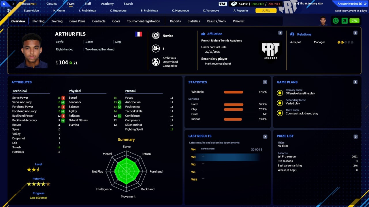 网球经理 2023[Tennis Manager 2023] 游戏截图2