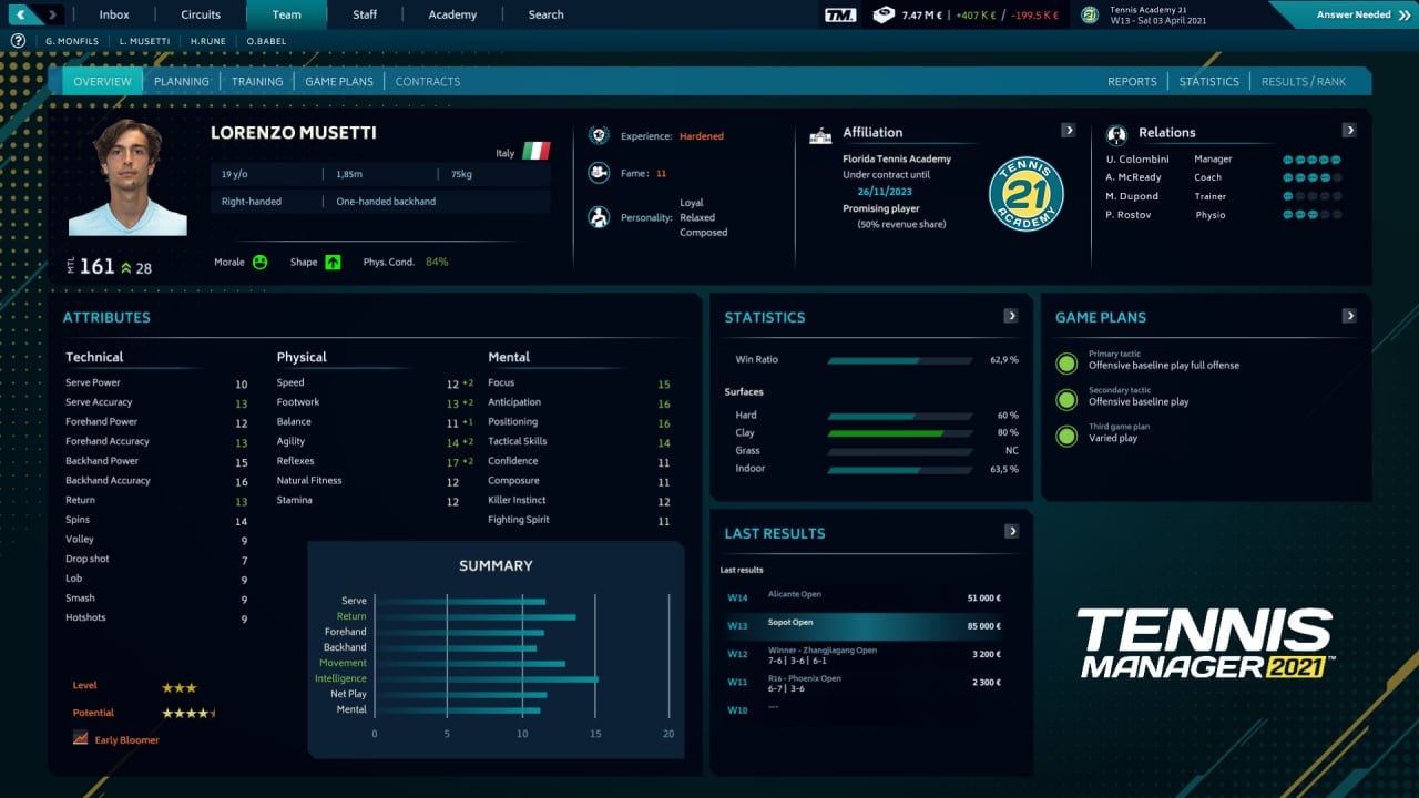 网球经理 2021[Tennis Manager 2021] 游戏截图2