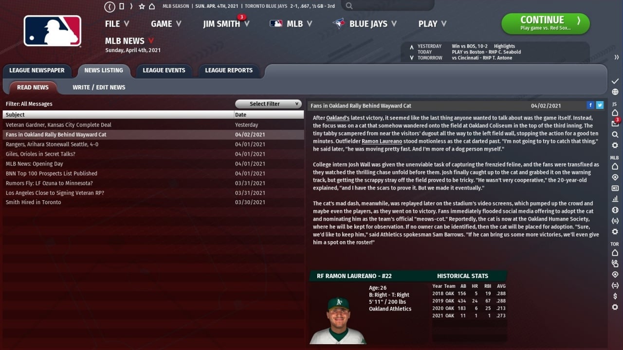 户外棒球 22[Out of the Park Baseball 22] 游戏截图8
