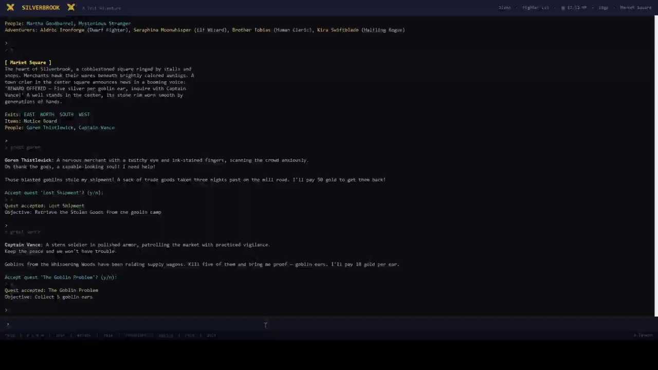 Silverbrook：基于文本的角色扮演游戏[Silverbrook: a Text-Based RPG] 游戏截图3