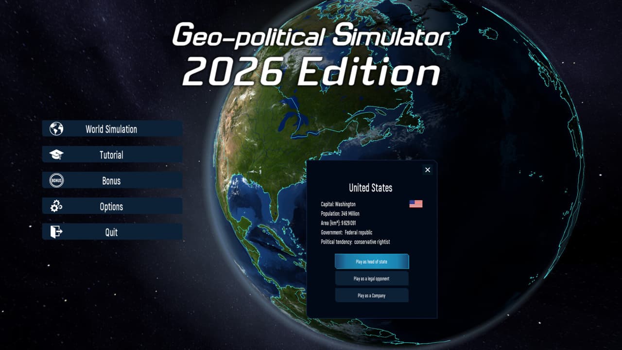 地缘政治模拟器 2026 版[Geo-Political Simulator 2026 Edition] 游戏截图2